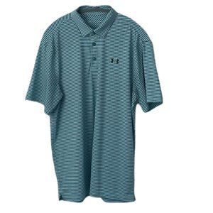 UA Retro Teal & Sea Foam Striped Performance Golf Shirt- L